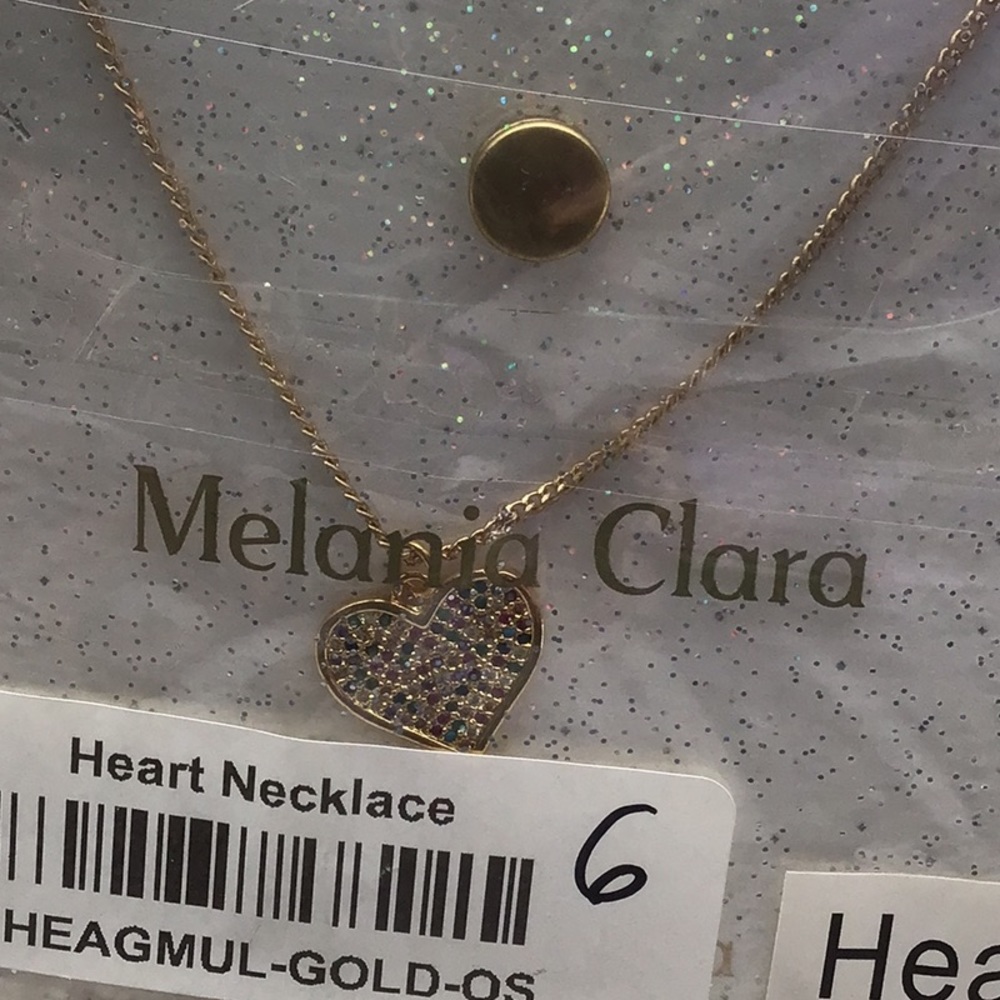 MELANIA CLARA GOLD RAINBOW HEART NECKLACE - NWT